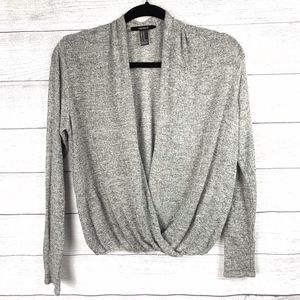 Forever 21 Gray Deep Front Long Sleeve